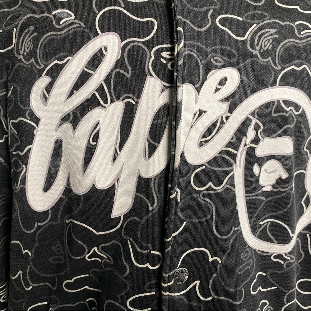 Vintage A Bathing Ape Bape Black Camo Varsity Bomber Jacket Men’s Size XL Rare